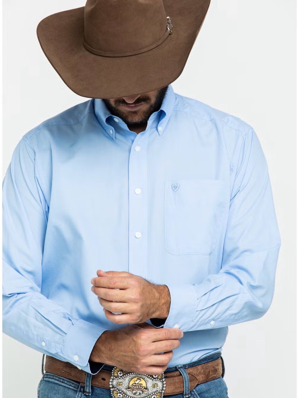Ariat Sky Blue Button-Down Dress Shirt
